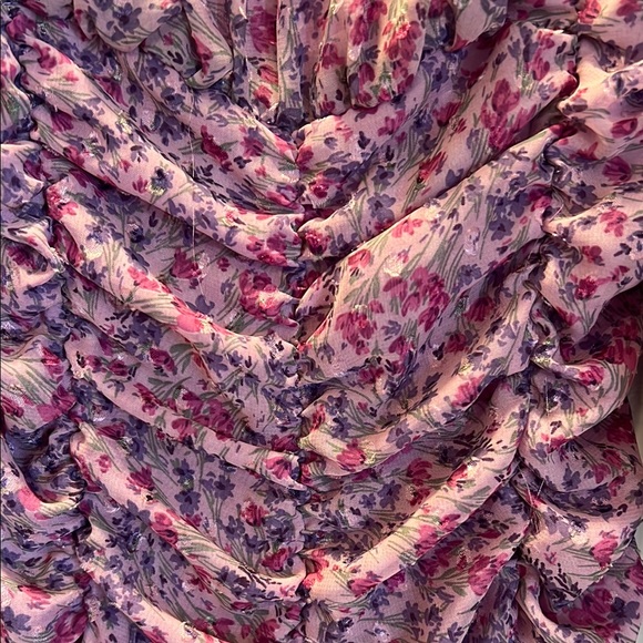 NWOT Zara Floral Ruched Pink Dress - Picture 5 of 10